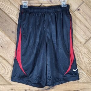 Nike Basketball Shorts Youth Large Black Red Swoosh Activewear Athletic Gym